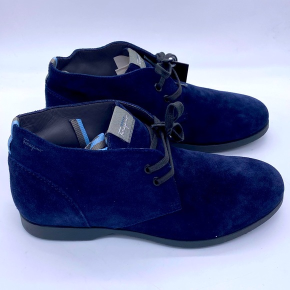 Ferragamo World Metro Blue Suede Chukka Boot Size 7 1/2 Wide Men. - Picture 1 of 8